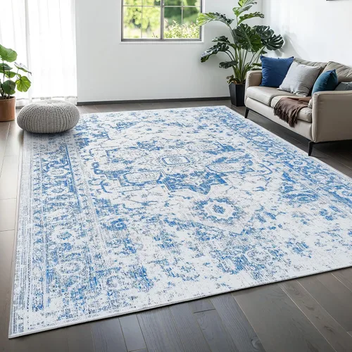 Miniatura 149 de Syalife 4x6 Alfombra Lavable para Área, Ultra Suave Antideslizante, Pila Baja, Alfombra Vintage Resistente a Manchas para Sala de Estar, Alfombra