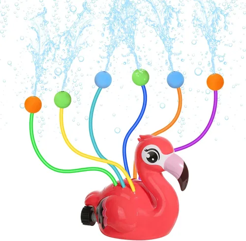 Miniatura 8 de MoKo Aspersor de dinosaurio para niños, bonito juguete de agua para exteriores, juguete de piscina con 2 abrazaderas de manguera, 3 boquillas