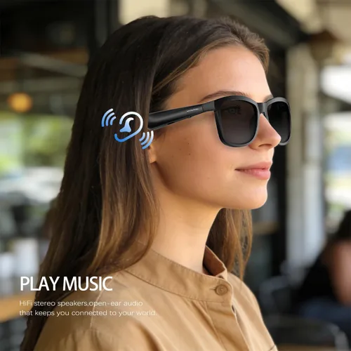 Miniatura 3 de Lentes inteligentes Gafas Bluetooth Marco ultraligero de 1.46 oz para exteriores Llamadas manos libres, control de música y voz Batería