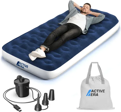 Miniatura 11 de Active Era Colchón de aire individual de 21 pulgadas con bomba integrada y almohada elevada, resistente a pinchazos, cama inflable impermeable