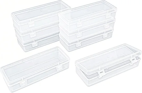 Miniatura 11 de Goodma 8 contenedores rectangulares vacíos de plástico transparente con tapas con bisagras para objetos pequeños y otros proyectos de manualidades