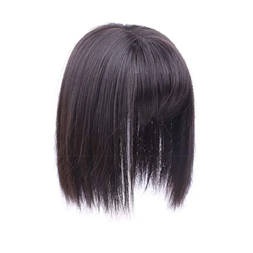 Miniatura 7 de RemeeHi - Peluca sintética de aspecto natural para cabello fino, con clip y flecos 3D, 14 pulgadas, color negro y marrón Negro Marrón
