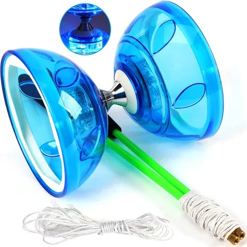 Miniatura 7 de BodyRhythm - Juego de cinco rodamientos de yoyo chino con varillas de fibra de vidrio, cuerdas ajustables para todas las edades, lo mejor para Azul