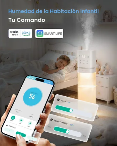 Miniatura 3 de Humidificadores para dormitorio de 2.1 galones/8 litros, humidificador inteligente para habitaciones grandes, humidificadores de niebla fría