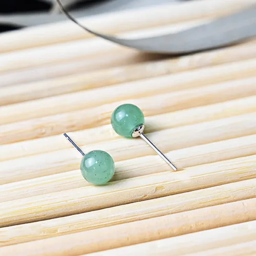 Miniatura 6 de Aretes de Jade con Perno, Aretes de Jade Verde para Mujer, Aretes de Plata de Ley 925 con Perno para Orejas Sensibles, Joyería de Jade para Mujer
