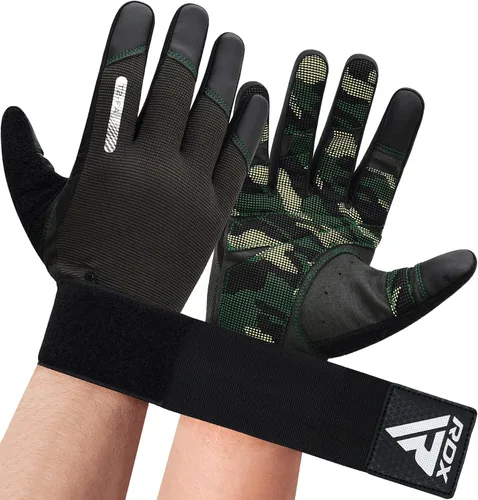 Miniatura 11 de Guantes de levantamiento de peso RDX con soporte para muñecas - Pantalla táctil de dedo completo para gimnasio, transpirables, antideslizantes