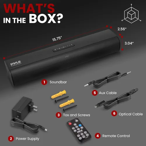 Miniatura 7 de Pyle Sistema de altavoces digitales de barra de sonido de mesa de 2 canales, amplificador digital con transmisión DSP, soporte de mesa, sistema