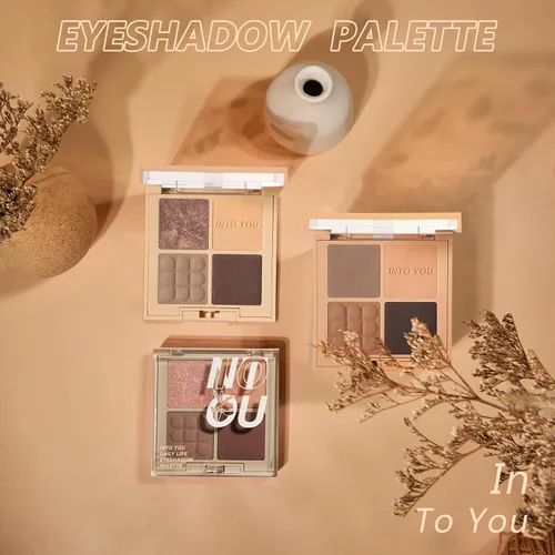 Miniatura 5 de INTO YOU Paleta de sombra de ojos nude, 4 colores mate, paleta de sombra de ojos brillante y brillante, pigmentos neutros cálidos desnudos, sombra