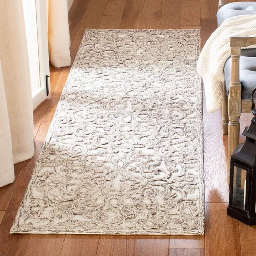 Miniatura 18 de SAFAVIEH Trace Collection - Alfombra decorativa de 2 x 3 pies, marrón y marfil, lana hecha a mano, ideal para zonas de alto tráfico en entrada, sala