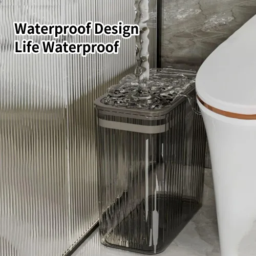 Miniatura 8 de Bote de basura transparente, cubos de basura de baño con tapas, bote de basura de 3.5 galones para dormitorio, oficina, cesta de basura delgada