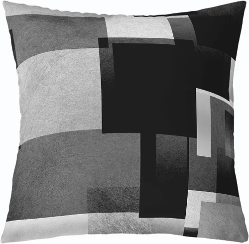 Miniatura 28 de Feelyou Juego de 4 fundas de almohada geométricas reversibles para exteriores de 16 x 16 pulgadas, diseño geométrico de rayas negras y grises, juego