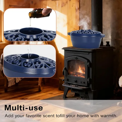 Miniatura 2 de Vaporizador para estufa de leña, humidificador de estufa de leña de 2.5 cuartos de galón, humidificador de hierro fundido recubierto de esmalte