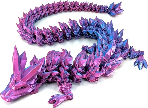 Miniatura 10 de Dragón de cristal articulado mediano de 12 pulgadas, figura de dragón de plástico impresa en 3D multicolor, colores nacarados del arco iris