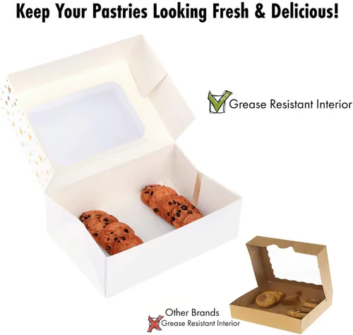 Miniatura 6 de 24 cajas de galletas de Navidad para regalo, cajas de regalo de 9 x 6 x 3 pulgadas con estrella dorada con ventana, cajas de galletas navideñas