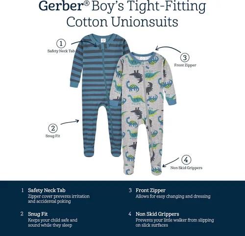 Miniatura 5 de Gerber Baby Boys 4-Pack Footed Pajamas