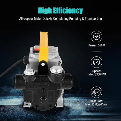 Miniatura 3 de Bomba de aceite eléctrica autocebante de 110 V CA, bomba de transferencia de combustible de 550 W, bombas de biodiésel de queroseno diésel