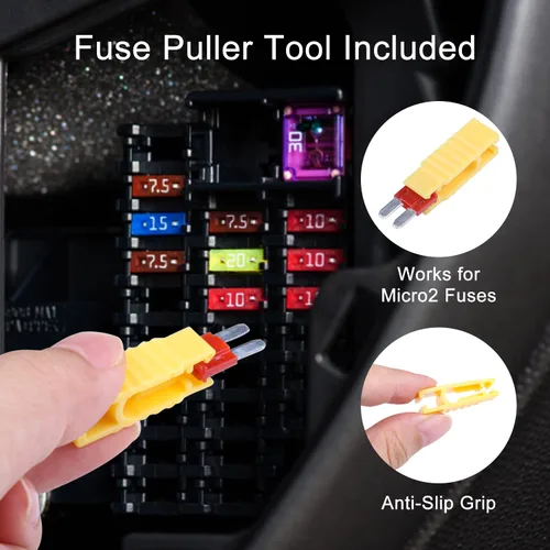 Miniatura 6 de Juego surtido de fusibles Micro2 - 105 fusibles ATR APT para automóvil con extractor de fusibles, fusible de repuesto automotriz para automóvil