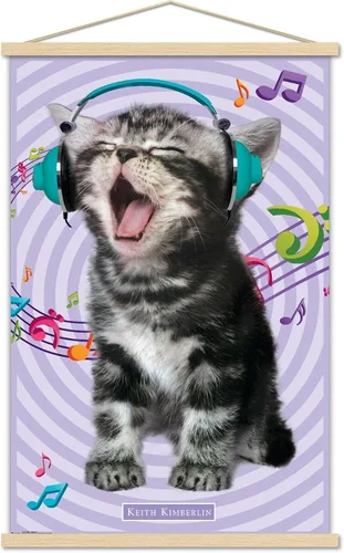Miniatura 11 de Trends International Keith Kimberlin - Gato - Póster de pared cantando, 14.725 x 22.375 pulgadas, versión con marco de madera tipo granero