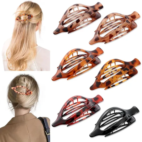 Miniatura 13 de 6 Paquetes de Pinzas Planas en Forma de Garra para Mujeres, Pinza de Cabello Plana Concord Francesa, Pinzas de Cabello Curvas Mate en Forma de Garra