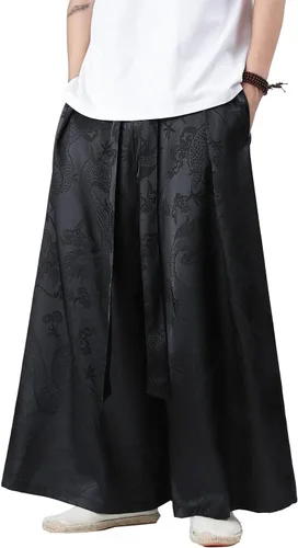 Miniatura 16 de Seidarise Pantalones de yoga japoneses de lino estilo harén de pierna ancha para hombre, estilo harén, estilo hip hop, holgados