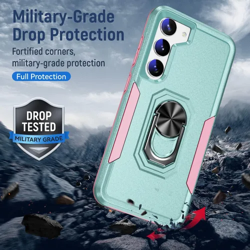 Miniatura 4 de Funda protectora diseñada para Galaxy S23 con soporte, a prueba de caídas militares, a prueba de golpes, a prueba de polvo, para Samsung S23, rosa