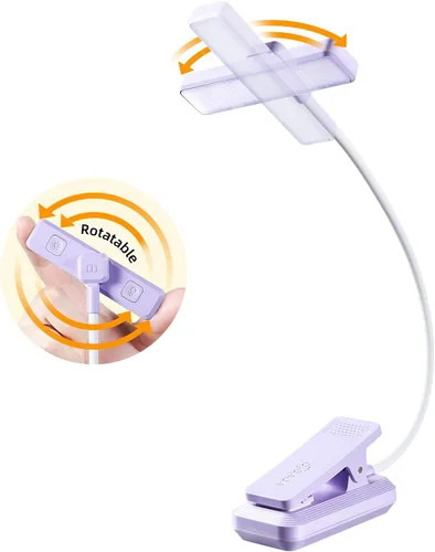 VAVOFO Luz de Libro Recargable Giratoria: 24 LEDs Luz de Lectura, 3 Colores y 9 Niveles de Brillo Lámpara de Libro, Cuidado de Ojos 120 Horas de