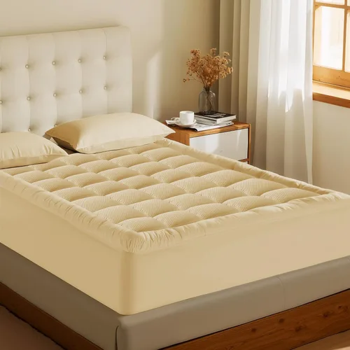 Miniatura 8 de MATBEBY - Cubrecolchón acolchado, transpirable, esponjoso, refrescante, con esquinas profundas, lavable a máquina, color beige, tamaño California