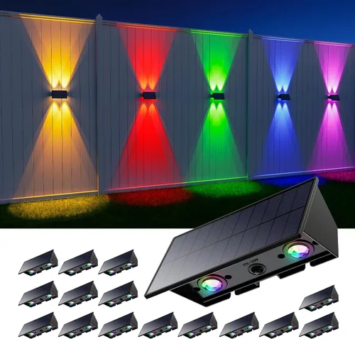 Miniatura 14 de 4 Pack Solar Powered Wall Lights for Outside Up and Down Fence Mount LED Outdoor Decorative Waterproof Lamps for Porch, Deck, Patio, Yard, Garden, 4