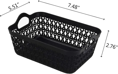 Miniatura 4 de Bandeja pequeña de plástico para almacenamiento de escritorio, color negro, 12 paquetes