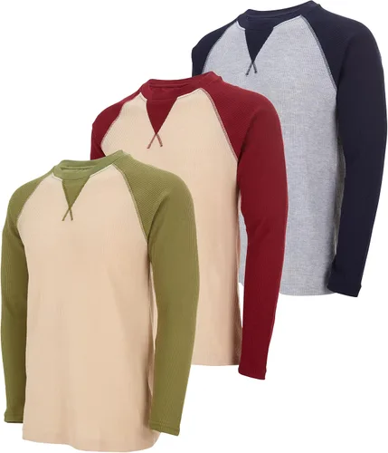 Miniatura 39 de DARESAY Paquete de 3: camiseta térmica de manga larga para hombre, camisetas de manga larga Henley & Crew para hombre, camisetas de manga larga