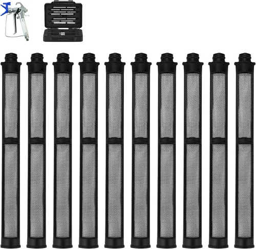 Paquete de 10 filtros de pistola pulverizadora sin aire 287032 60 malla compatible con pistola rociadora Contratista II y FTx II, con una caja