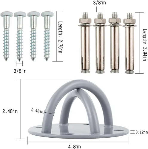 Miniatura 2 de Soporte de montaje en pared para gimnasio y hogar, correas de suspensión de anclaje para anillos olímpicos, entrenamiento de fitness, yoga