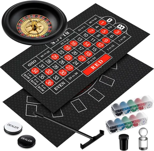 Lunmon El juego de ruedas de ruleta incluye rueda de ruleta de 10 pulgadas, fieltro de doble cara, 200 fichas, rastrillo de chips, marcador