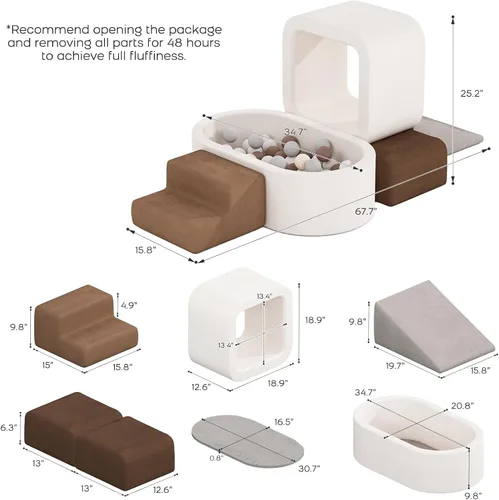 Miniatura 3 de BanaSuper Bloques de escalada para niños pequeños de 6 piezas con pozo de pelotas, juego de espuma suave, juguetes de escalada para bebés y niños