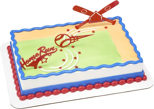 DecoSet Home Run - Juego de béisbol para tartas, decoración de pasteles para cumpleaños o celebraciones de equipo, bates de béisbol, pelota y fotos