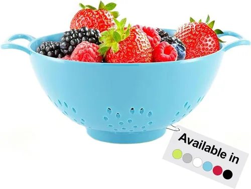 Miniatura 11 de Meadow Lane - Colador pequeño de 6 pulgadas, libre de BPA, apto para lavavajillas, con asas dobles, escurridor compacto de alimentos para bayas