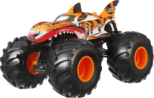 Miniatura 3 de Hot Wheels Monster Trucks, camión monstruo de gran tamaño, camión de juguete fundido a presión a escala 1:24 con ruedas gigantes y diseños geniales