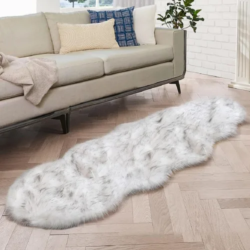Miniatura 19 de ORINOVA Alfombras de pelo sintético lavable de color gris plateado claro para dormitorio, alfombra de felpa para sala de estar, alfombra