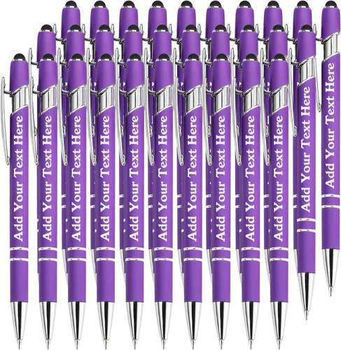 Miniatura 83 de Bolígrafos personalizados a granel grabados personalizados con punta de lápiz capacitivo, bolígrafos personalizados de tinta negra, regalos