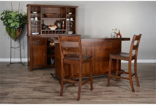 Miniatura 10 de Pemberly Row Unidad de Bar Independiente de Madera Estilo Granja de 78", Estante para Copas de Vino, Gabinetes de Almacenamiento, para Cocina
