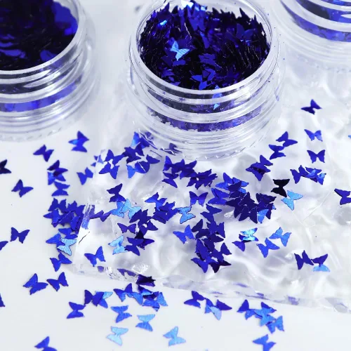 Miniatura 9 de Lentejuelas azules con purpurina para uñas navideñas, 6 rejillas, lentejuelas con purpurina para uñas de invierno, mezcla de copos de nieve