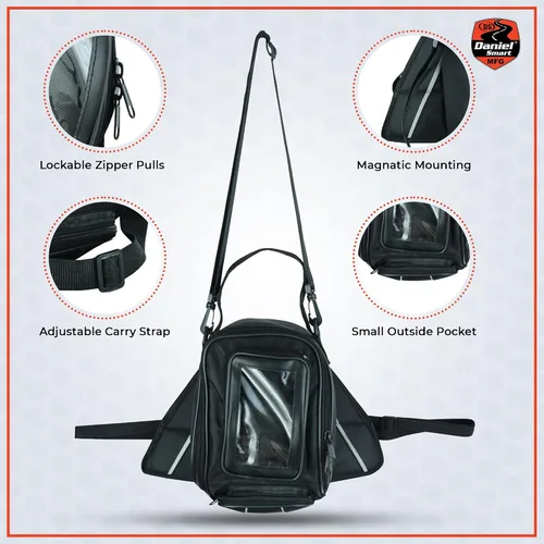 Miniatura 6 de Daniel Smart - Bolsa de tanque para motocicleta con bolsillo compatible con pantalla táctil, resistente al agua, bolsa magnética para teléfono