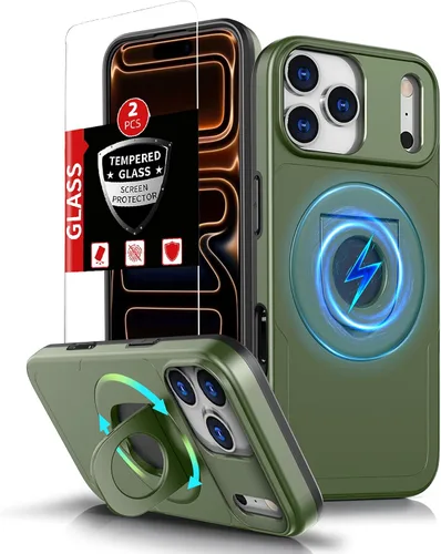 Miniatura 71 de Funda magnética para iPhone 11 Pro compatible con carga inalámbrica MagSafe, con 2 protectores de pantalla, anillo kickstand de 360° integrado +