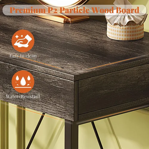 Miniatura 5 de VERMESS Escritorio pequeño de 40 pulgadas con cajones de madera, escritorio para niños para dormitorio, escritorios de trabajo para oficina en casa