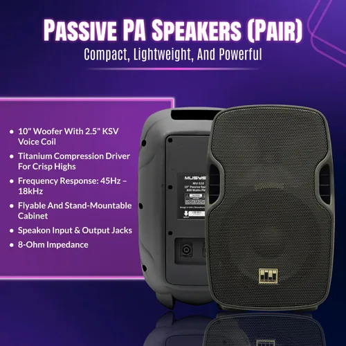 Miniatura 4 de Sistema PA completo, profesional, de 2000 watts, con mezclador 6 Ch, parlantes de 10 in y soporte para micrófonos inalámbricos dobles Complete DJ