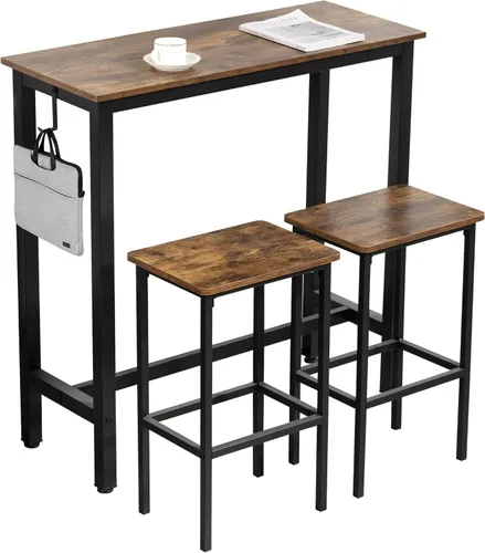 Miniatura 10 de Finnhomy Juego de mesa de bar, mesa de pub de 39.3 pulgadas, mesa rectangular de altura de barra, mesa de bar con taburetes, juego de mesa de cocina
