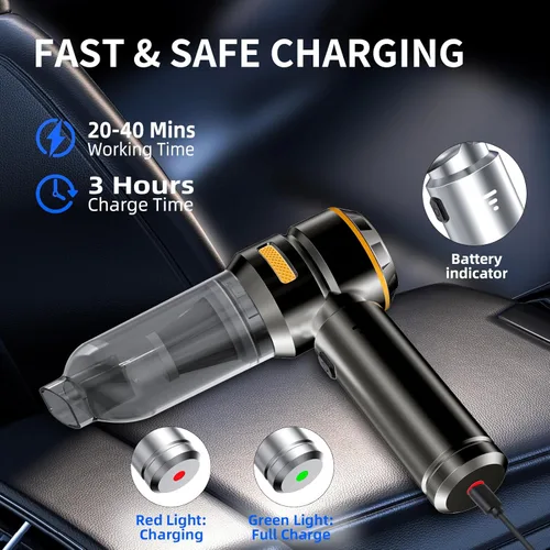 Miniatura 8 de WINWEND Aspirador de coche de alta potencia – 22000 PA portátil para automóviles aspiradora 4 en 1 soplador de aire comprimido y soplador de aire