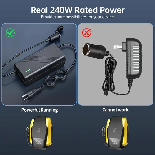 Miniatura 3 de Convertidor C20 de CA a CC actualizado de 20A/240W/11.61FT/110V-240V a 12V Adaptador de corriente para coche, adaptador de enchufe de encendedor