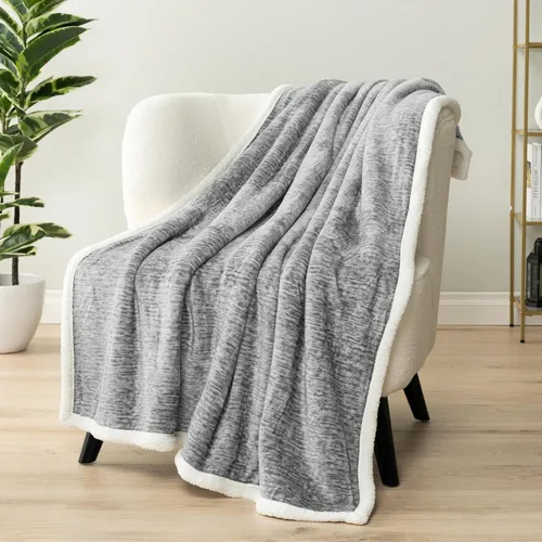 Miniatura 12 de PAVILIA Premium Manta de vellón sherpa a cuadros súper suave, acogedora, afelpada, microfibra ligera, reversible para sofá y cama, para todas
