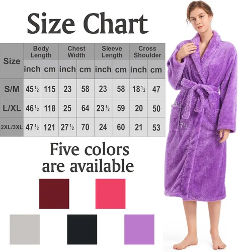 Miniatura 6 de Inner Wish Womens Plush Fleece Robe, Cozy Warm Bathrobe Fuzzy Female Spa Robe With Pockets